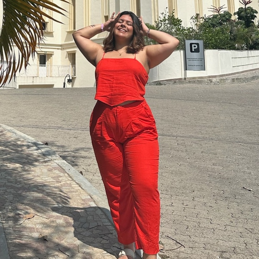 Red Linen Pants